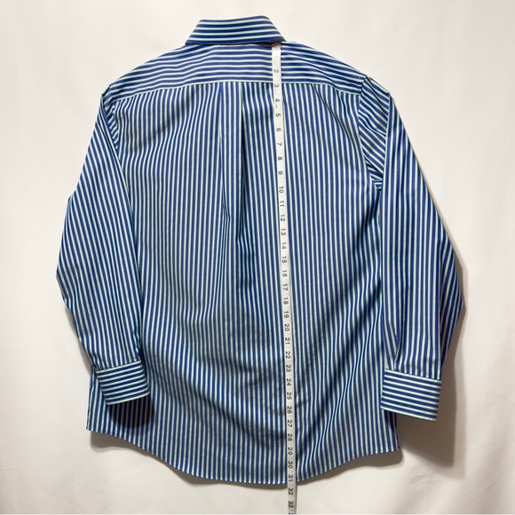 Lauren Ralph Lauren Mens Dress Shirt Size 16.5 Blue Striped ~ Excellent - Picture 4 of 10